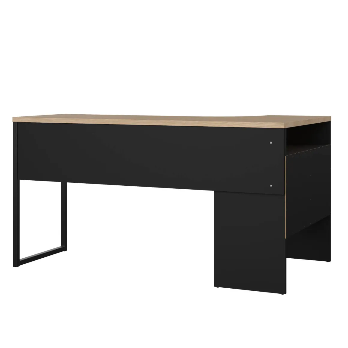 Ufficio|Camera Da Letto > Dmora Scrivania lineare nera e rovere 54x138cm metallo - Nausicaa Marrone, Nero Rovere