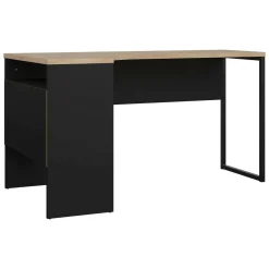 Ufficio|Camera Da Letto > Dmora Scrivania lineare nera e rovere 54x138cm metallo - Nausicaa Marrone, Nero Rovere