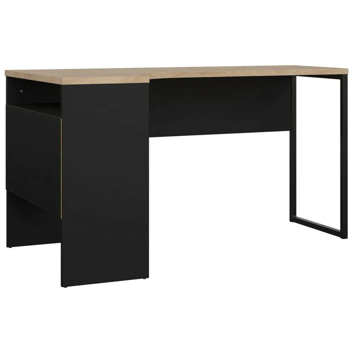 Ufficio|Camera Da Letto > Dmora Scrivania lineare nera e rovere 54x138cm metallo - Nausicaa Marrone, Nero Rovere
