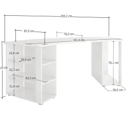 Scrivania lineare nera lucida 205x90cm - Fuhao