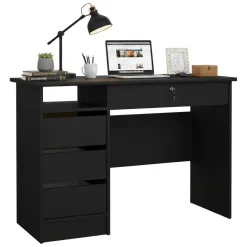 Scrivania lineare nera 109x48cm con 3 cassetti - Franklin