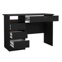 Scrivania lineare nera 109x48cm con 3 cassetti - Franklin