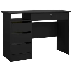 Scrivania lineare nera 109x48cm con 3 cassetti - Franklin