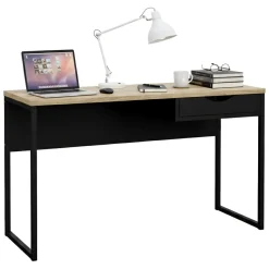 Ufficio|Camera Da Letto > Dmora Scrivania lineare nera 130x60cm con piano in vetro - Ameglia Nero
