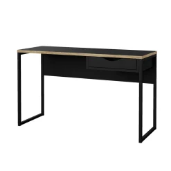 Ufficio|Camera Da Letto > Dmora Scrivania lineare nera 130x60cm con piano in vetro - Ameglia Nero