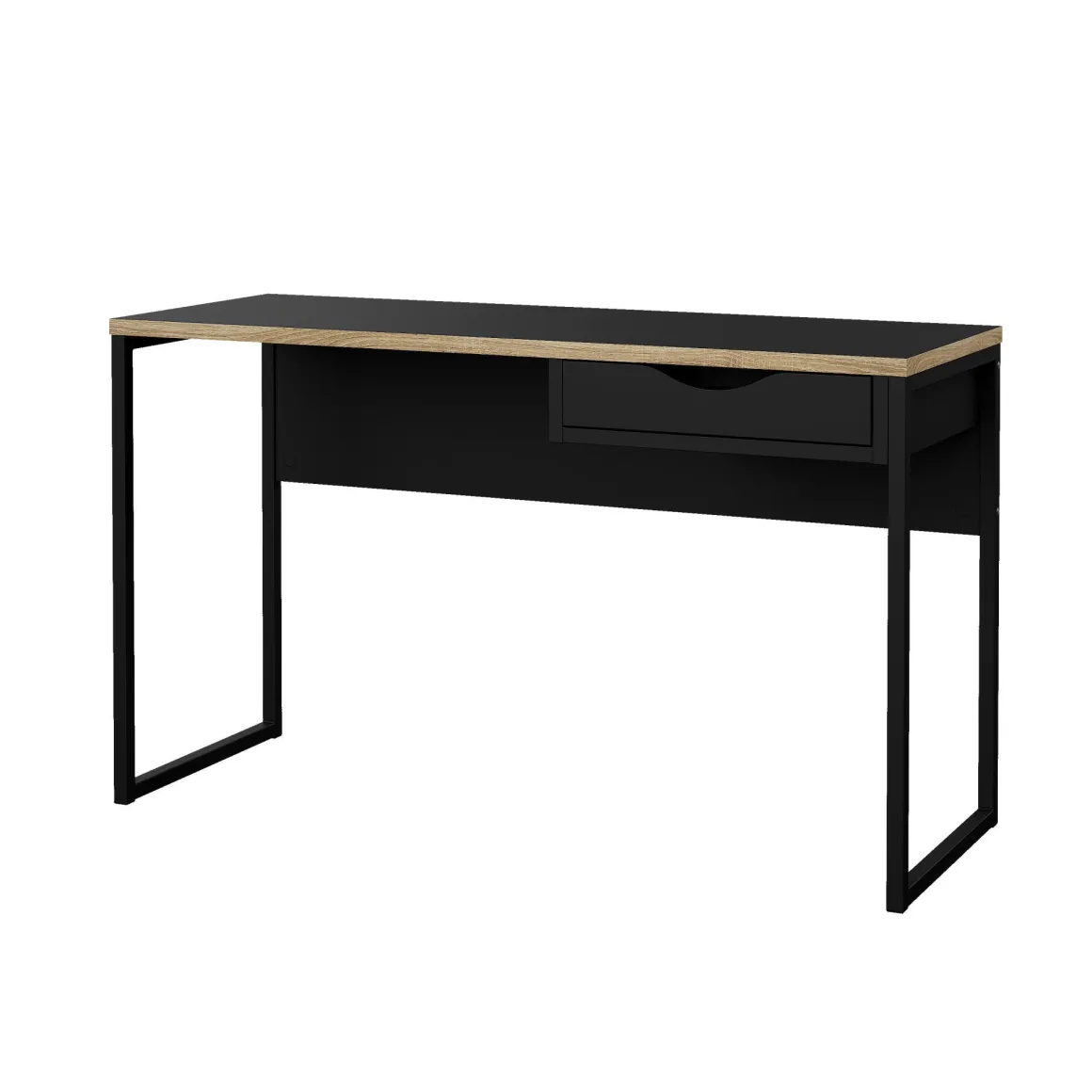 Ufficio|Camera Da Letto > Dmora Scrivania lineare nera 130x60cm con piano in vetro - Ameglia Nero