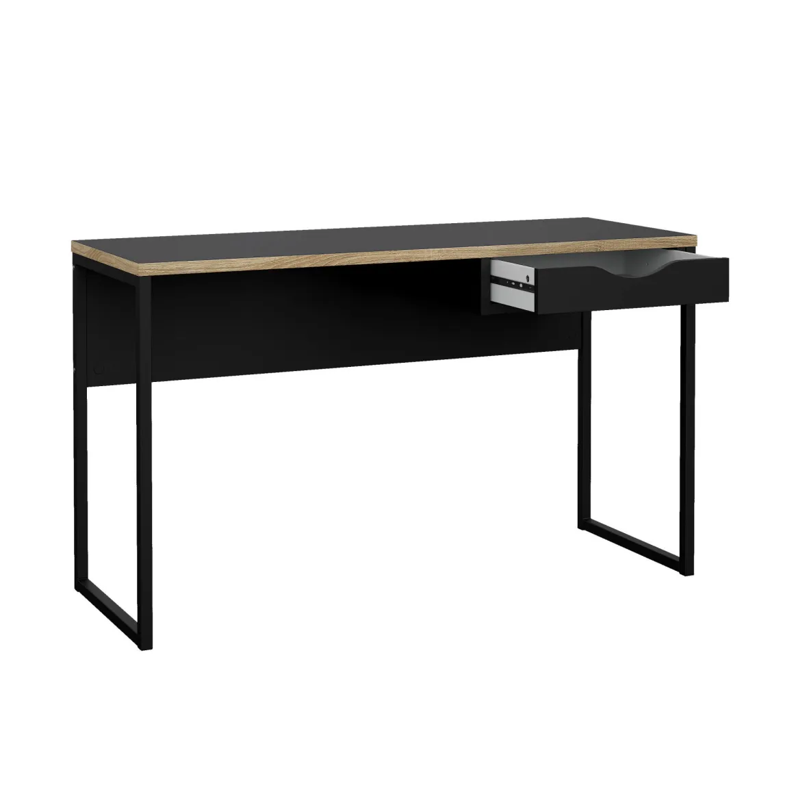 Ufficio|Camera Da Letto > Dmora Scrivania lineare nera 130x60cm con piano in vetro - Ameglia Nero