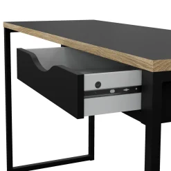 Ufficio|Camera Da Letto > Dmora Scrivania lineare nera 130x60cm con piano in vetro - Ameglia Nero