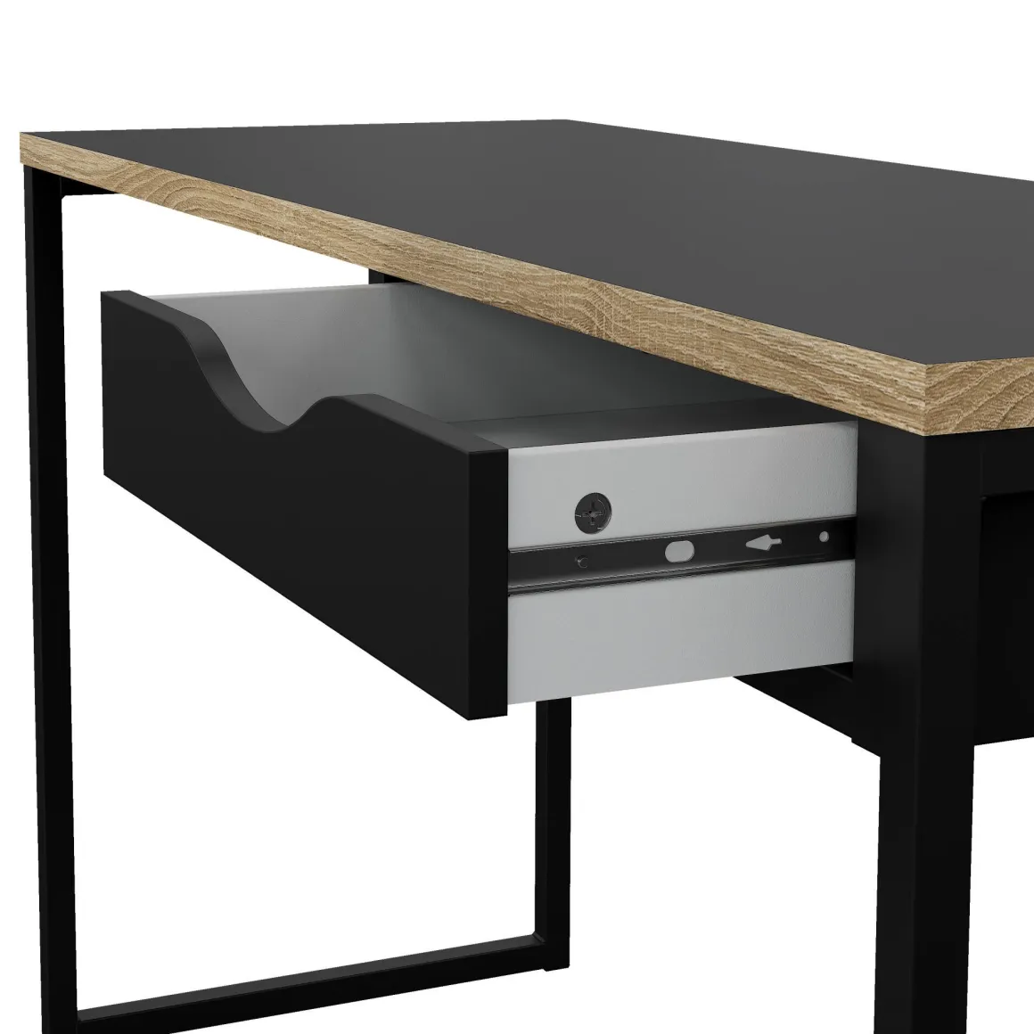 Ufficio|Camera Da Letto > Dmora Scrivania lineare nera 130x60cm con piano in vetro - Ameglia Nero