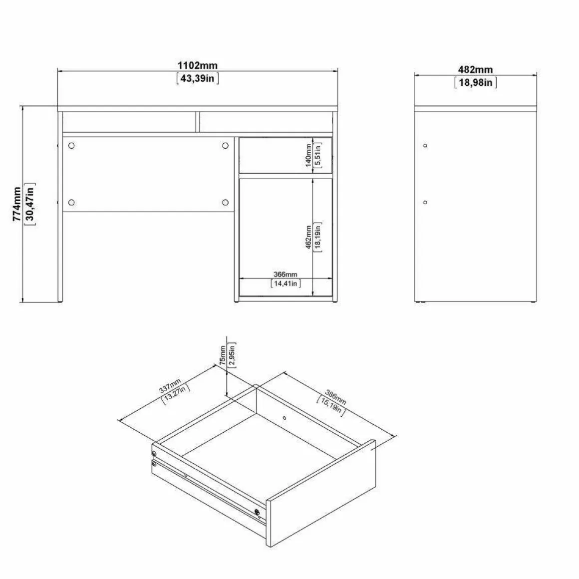 Scrivania lineare nera 110x48cm in legno - Abbadu