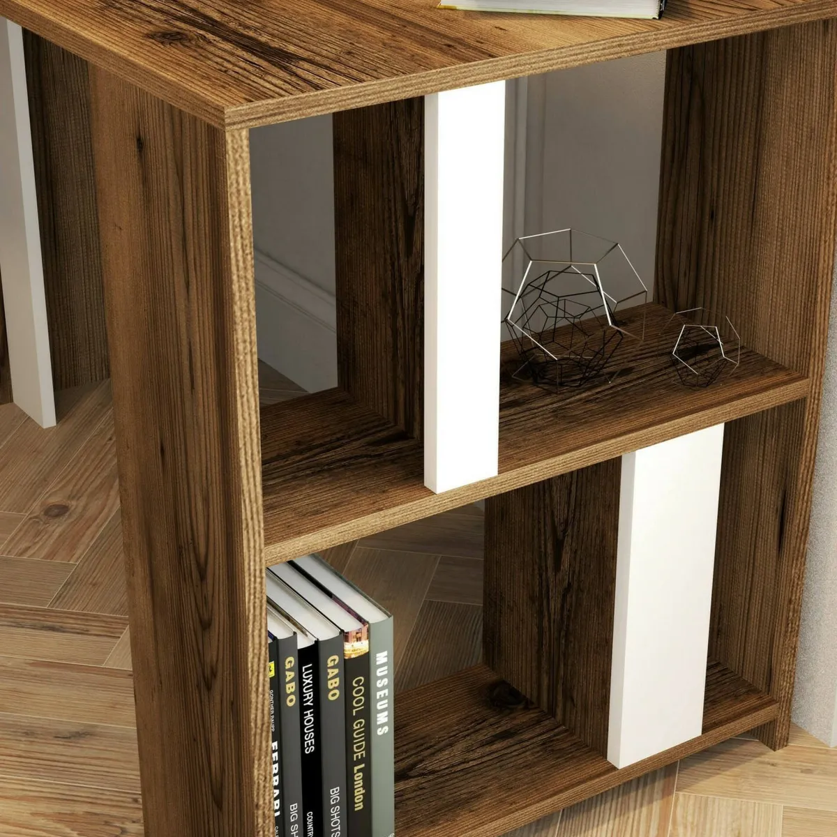 Ufficio|Camera Da Letto > Dmora Scrivania lineare noce e bianca 120x60cm - Bising Bianco, Marrone Noce