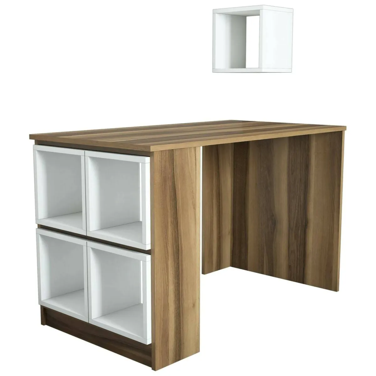 Ufficio|Camera Da Letto > Dmora Scrivania lineare noce e bianca 120x65cm - Arsita Bianco, Marrone Noce