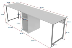 Scrivania lineare pino e nera 240x60cm - Violet