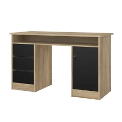 Scrivania lineare quercia e nera 126x55cm con 3 cassetti - Shanshan