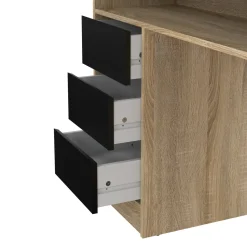 Scrivania lineare quercia e nera 126x55cm con 3 cassetti - Shanshan