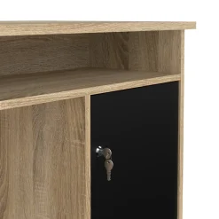 Scrivania lineare quercia e nera 126x55cm con 3 cassetti - Shanshan