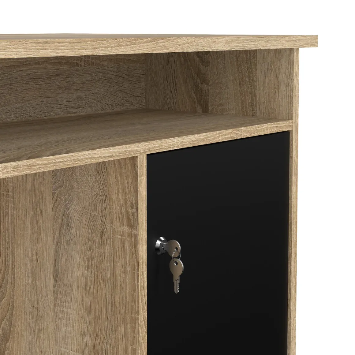 Scrivania lineare quercia e nera 126x55cm con 3 cassetti - Shanshan