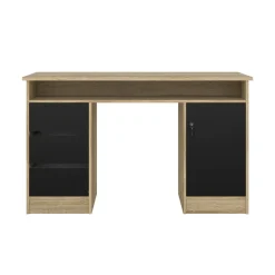 Scrivania lineare quercia e nera 126x55cm con 3 cassetti - Shanshan