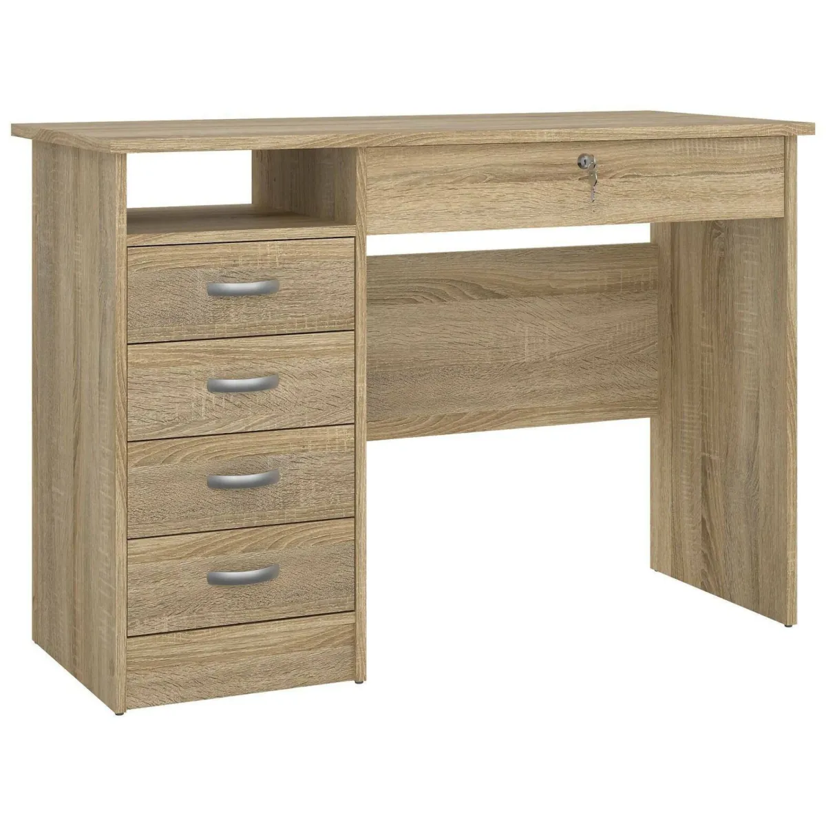 Scrivanie > Dmora Scrivania lineare quercia 109x48cm con 4 cassetti - Amor Marrone Quercia