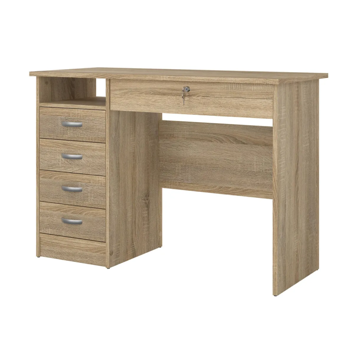 Scrivanie > Dmora Scrivania lineare quercia 109x48cm con 4 cassetti - Amor Marrone Quercia