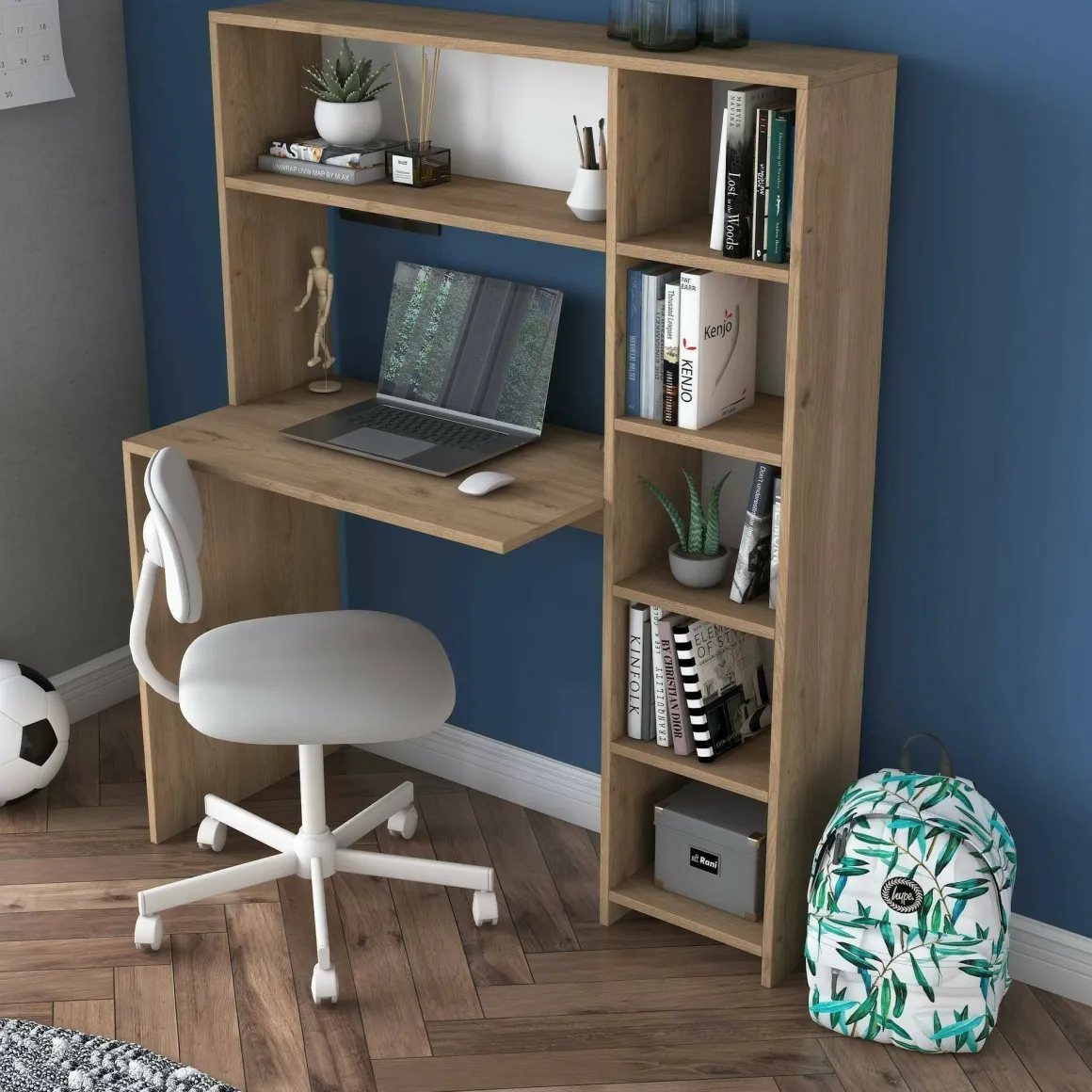 Scrivania lineare quercia 113x40cm con libreria - Arapaho