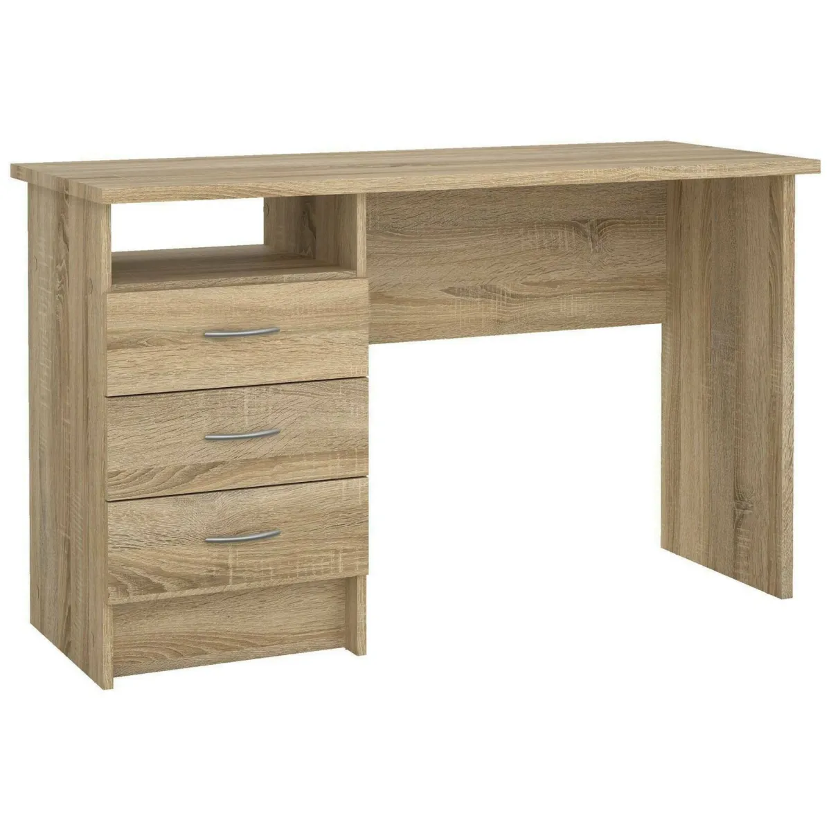 Scrivanie > Dmora Scrivania lineare quercia 120x48cm con 3 cassetti - Andre Marrone Quercia