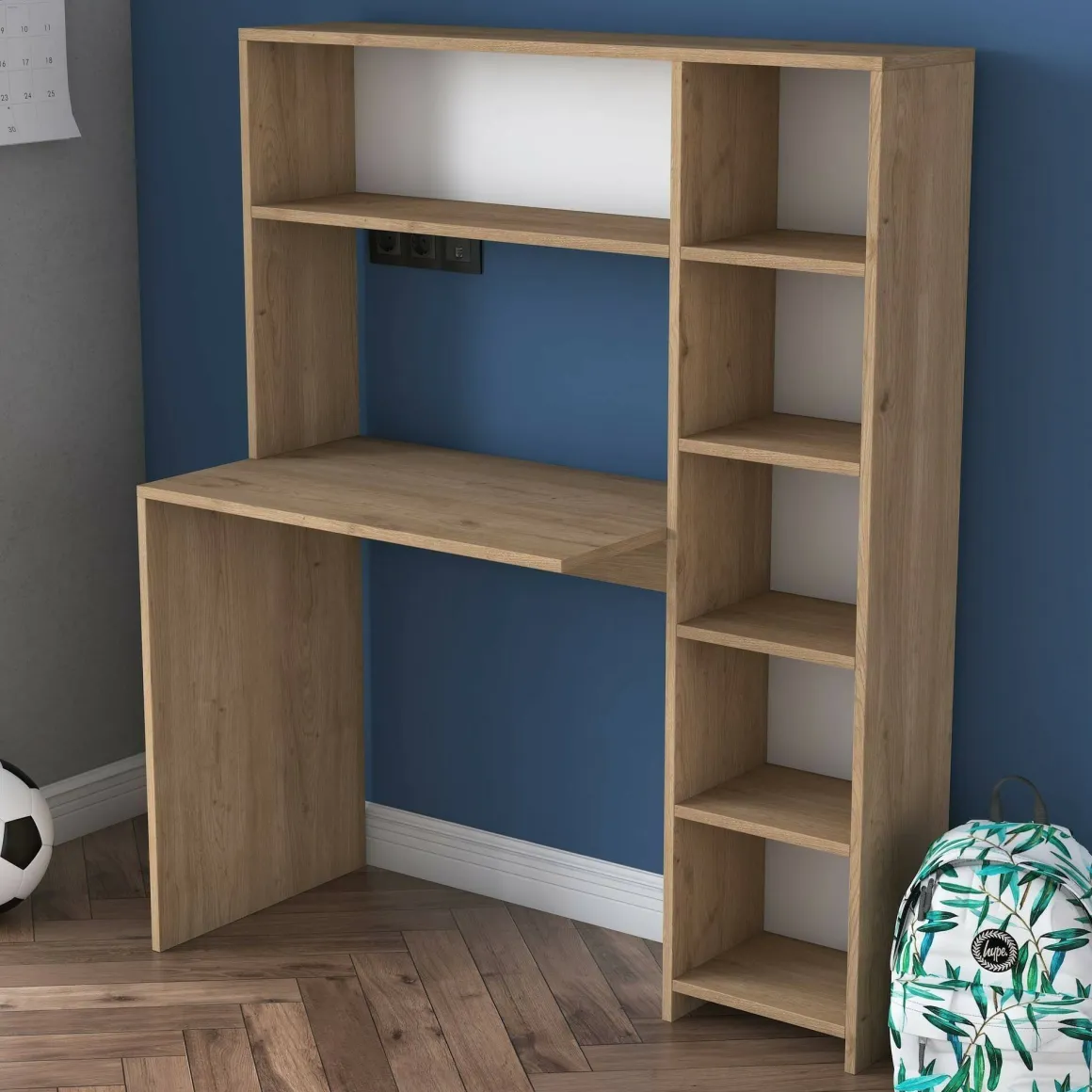 Scrivania lineare quercia 113x40cm con libreria - Arapaho
