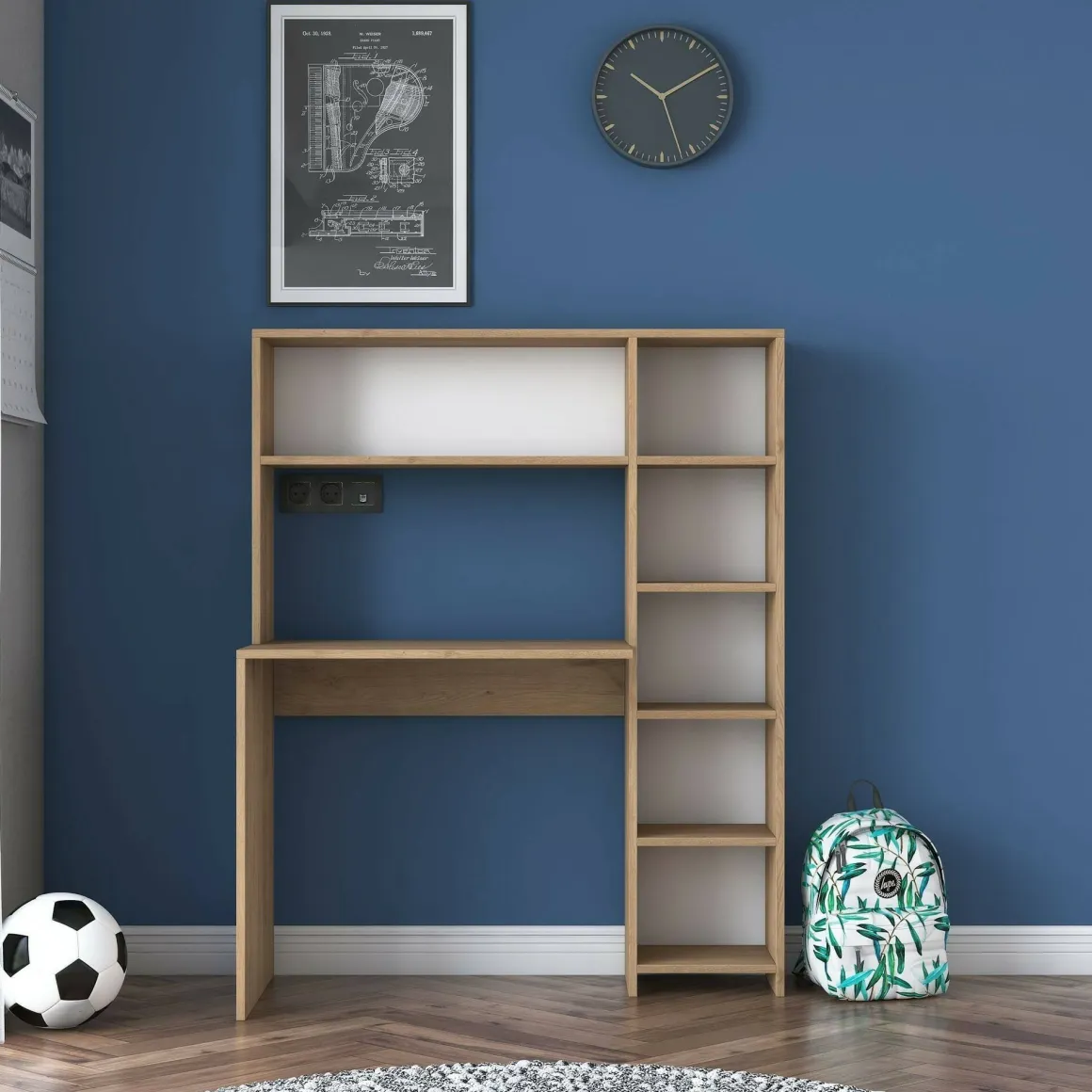 Scrivania lineare quercia 113x40cm con libreria - Arapaho