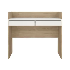 Scrivanie > Dmora Scrivania lineare rovere e bianca 102x55cm con 2 cassetti - Antillo Bianco, Marrone Rovere