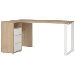 Scrivanie > Dmora Scrivania lineare rovere e bianca 184x79cm con libreria - Etienne Bianco, Marrone Rovere