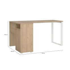 Scrivanie > Dmora Scrivania lineare rovere e bianca 184x79cm con libreria - Etienne Bianco, Marrone Rovere
