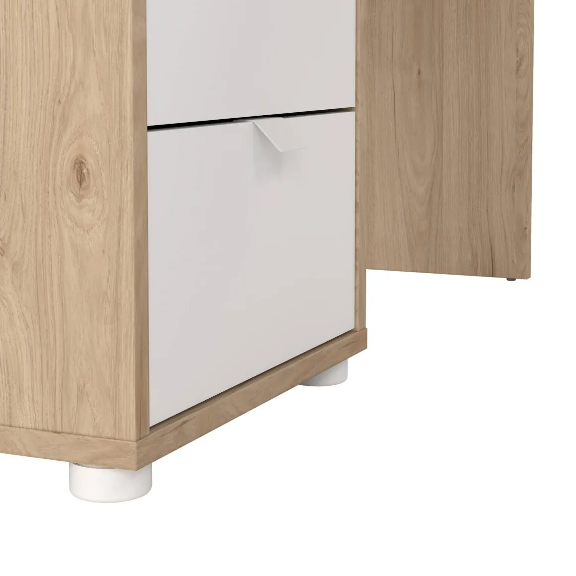 Scrivanie > Dmora Scrivania lineare rovere e bianca 184x79cm con libreria - Etienne Bianco, Marrone Rovere