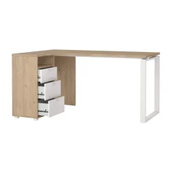 Scrivanie > Dmora Scrivania lineare rovere e bianca 184x79cm con libreria - Etienne Bianco, Marrone Rovere