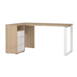 Scrivanie > Dmora Scrivania lineare rovere e bianca 184x79cm con libreria - Etienne Bianco, Marrone Rovere