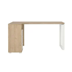 Scrivanie > Dmora Scrivania lineare rovere e bianca 184x79cm con libreria - Etienne Bianco, Marrone Rovere