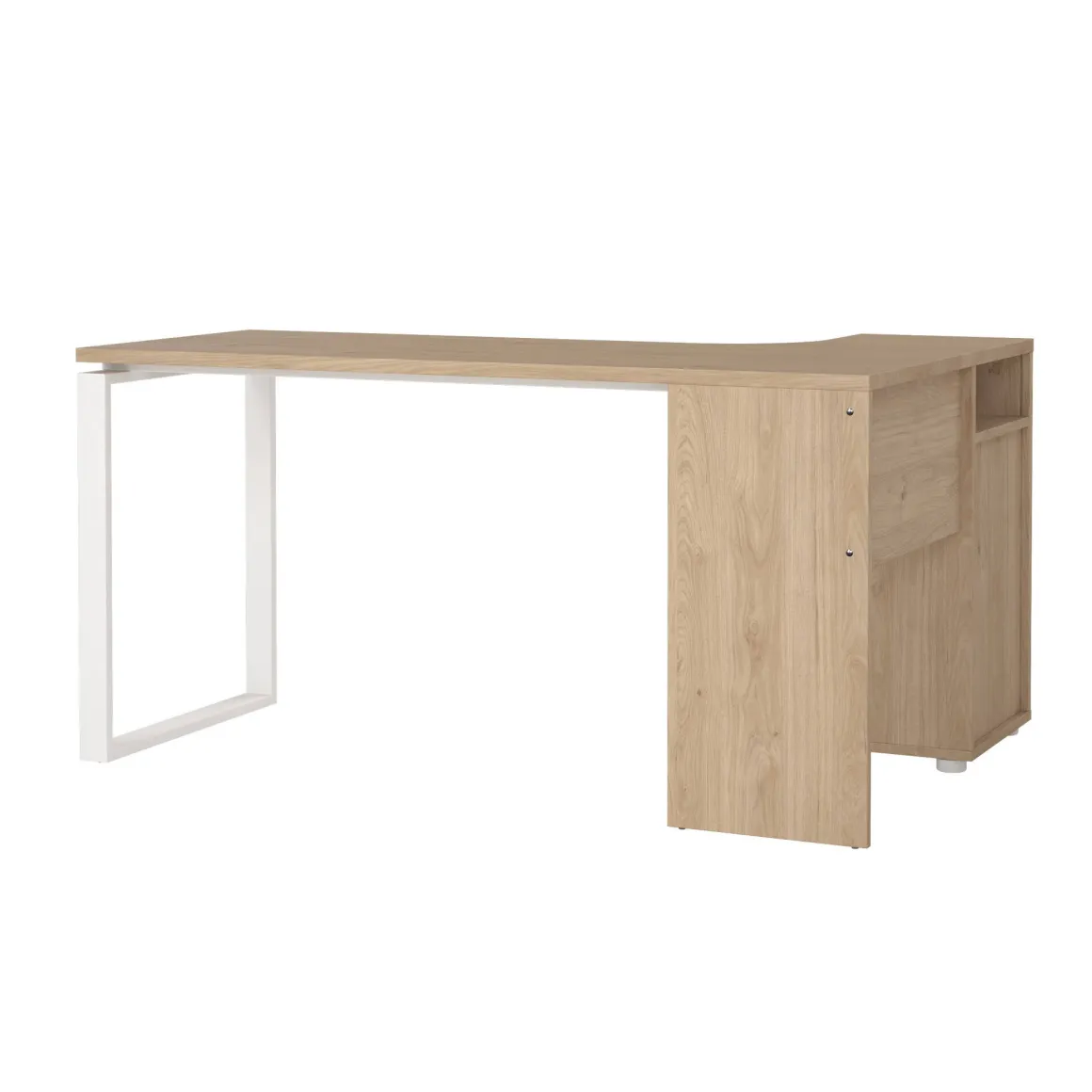 Scrivanie > Dmora Scrivania lineare rovere e bianca 184x79cm con libreria - Etienne Bianco, Marrone Rovere