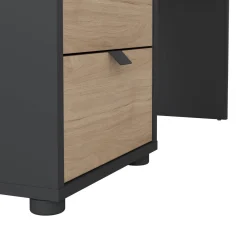 Scrivania lineare rovere e grigia 150x99cm con 3 cassetti - Medard