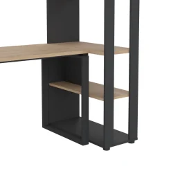 Scrivania lineare rovere e grigia 184x79cm con libreria - Etienne
