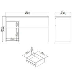 Scrivanie > Dmora Scrivania lineare rovere e nera 130x48cm con 1 cassetto - Mele Nero, Marrone Rovere