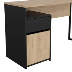 Scrivanie > Dmora Scrivania lineare rovere e nera 130x48cm con 1 cassetto - Mele Nero, Marrone Rovere
