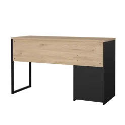Scrivanie > Dmora Scrivania lineare rovere e nera 130x48cm con 1 cassetto - Mele Nero, Marrone Rovere