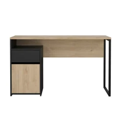 Scrivanie > Dmora Scrivania lineare rovere e nera 130x48cm con 1 cassetto - Mele Nero, Marrone Rovere