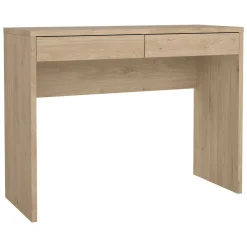 Scrivanie > Dmora Scrivania lineare rovere 100x39cm con 2 cassetti - Acero Marrone Rovere