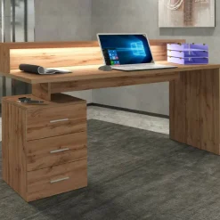 Ufficio|Camera Da Letto > Dmora Scrivania lineare rovere 180x60cm - Poseidone Marrone Rovere