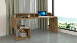 Ufficio|Camera Da Letto > Dmora Scrivania lineare rovere 180x60cm con supporto computer - Arre Marrone Rovere