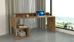 Ufficio|Camera Da Letto > Dmora Scrivania lineare rovere 180x60cm con supporto computer - Arre Marrone Rovere