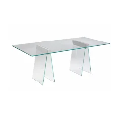 Scrivania lineare trasparente 180x90cm piano in vetro - Asfelj