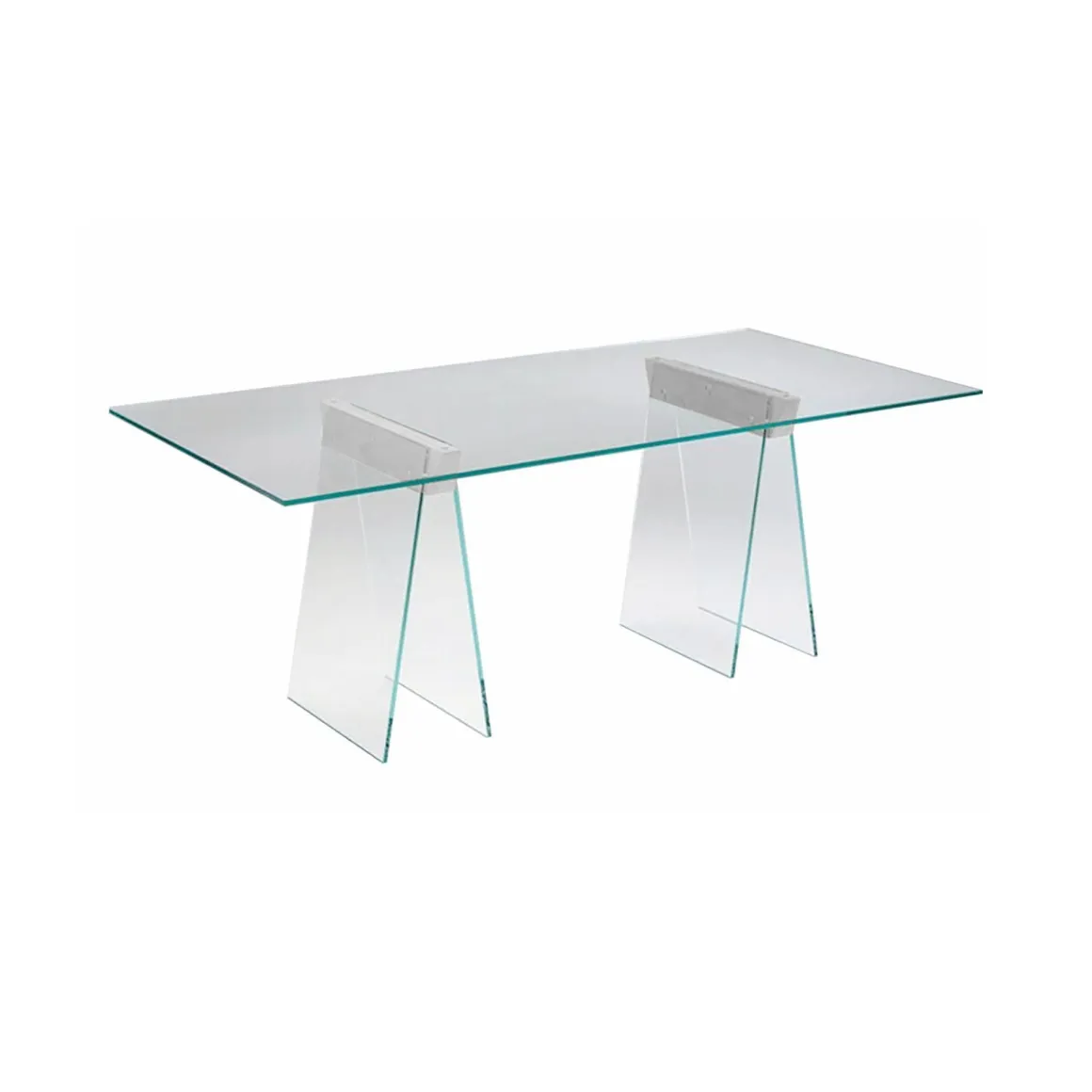 Scrivania lineare trasparente 180x90cm piano in vetro - Asfelj