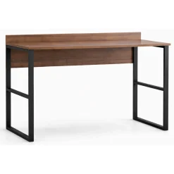 Scrivania Marrone Noce Nero un Ripiano Sfumatura Colore Ripiano Noce 112x60x79h cm, Colore Struttura Nero - Chietino