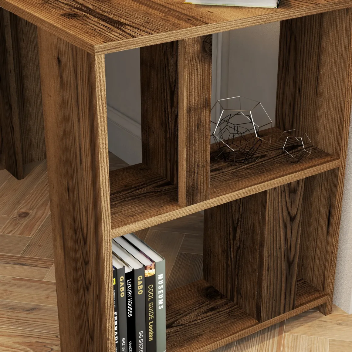 Scrivania Marrone Noce 3 Ripiani 4 Vani 120x60x75h cm, Colore Ripiano Marrone - Corfinio